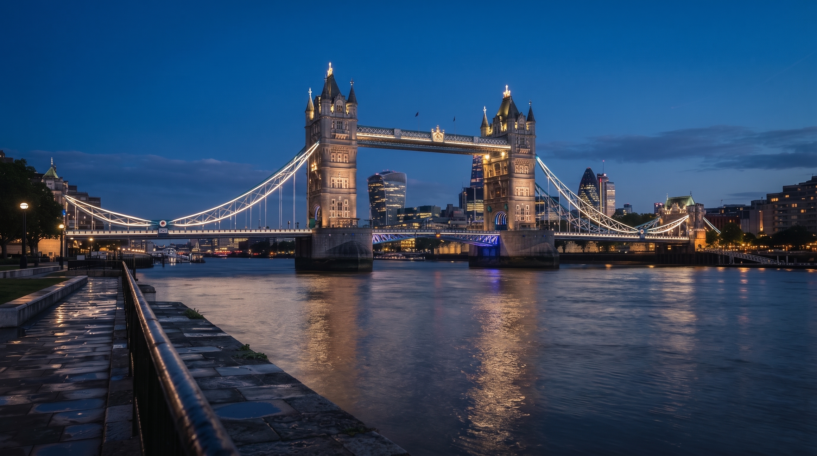 Tower Bridge in London at dusk